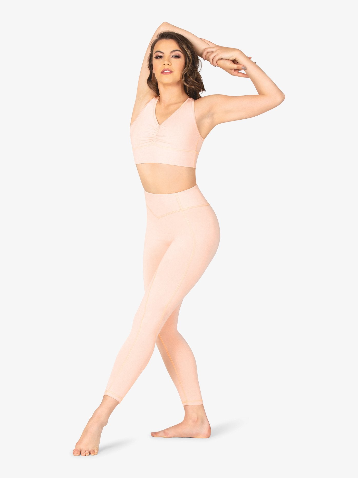 Women's pinch front bamboo nude sports bra